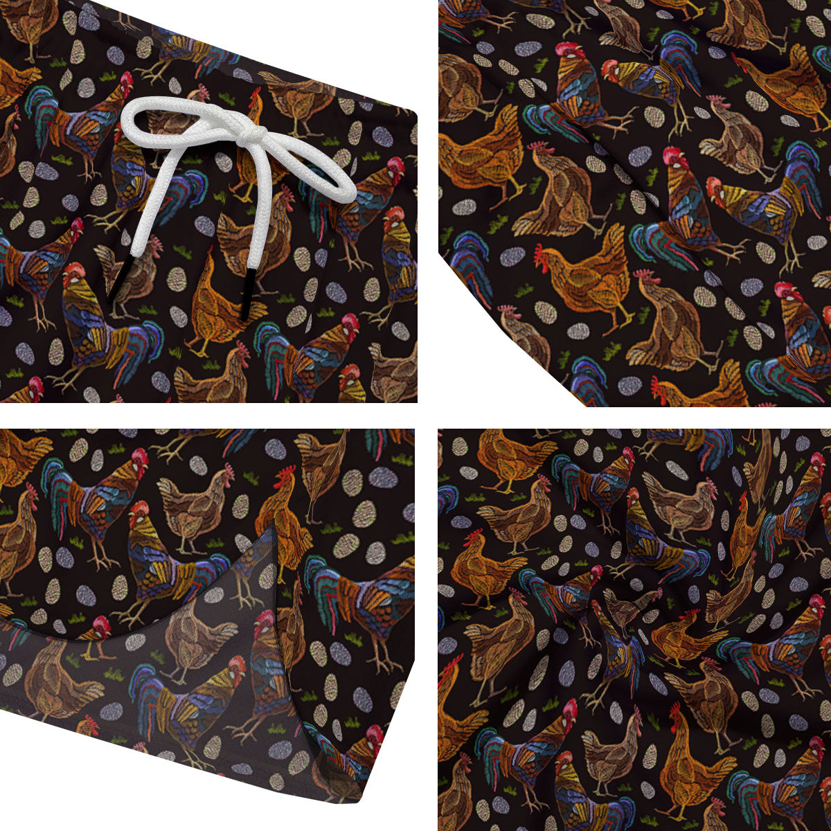 Rooster Embroidery Print Pattern Men's Running Shorts-grizzshop
