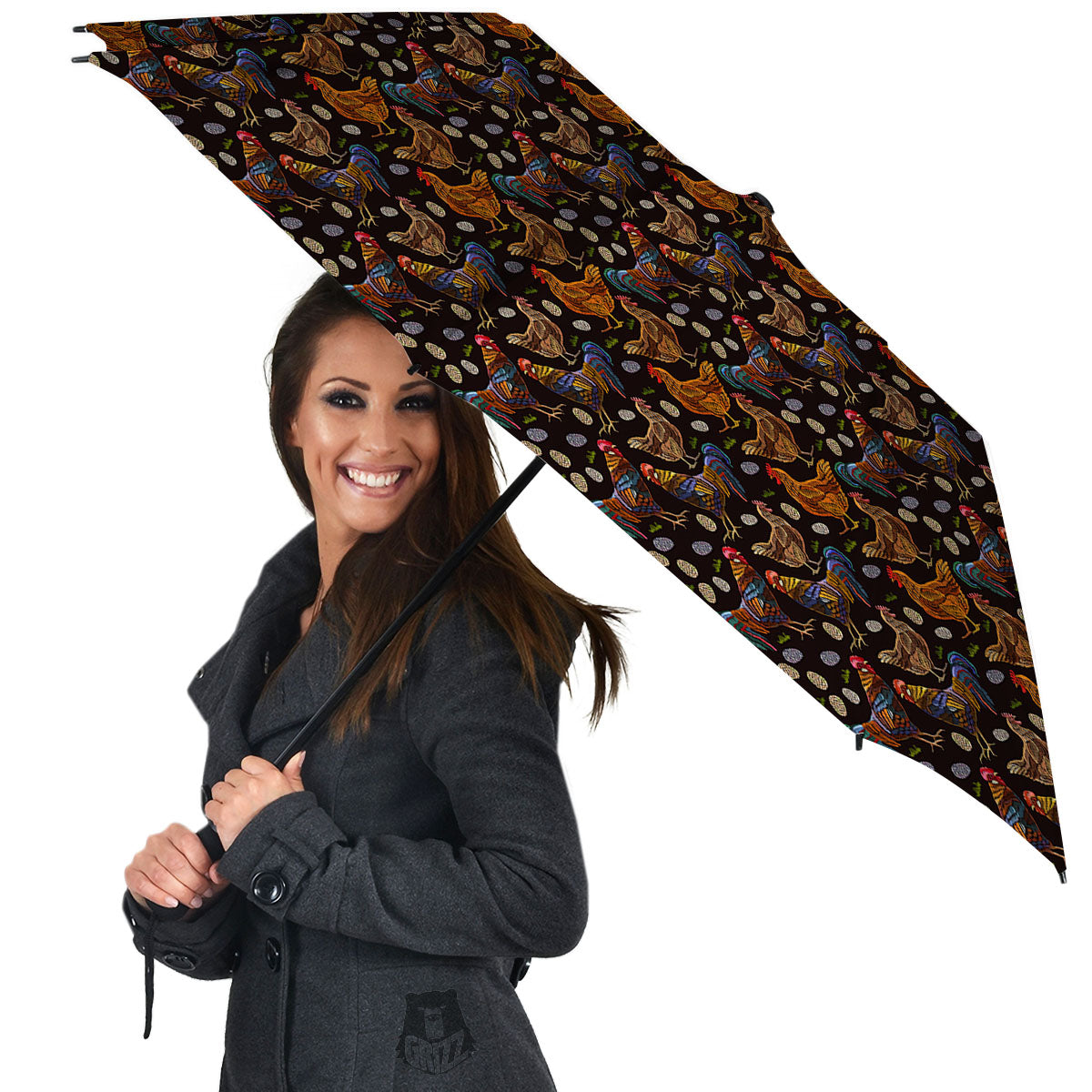 Rooster Embroidery Print Pattern Umbrella-grizzshop