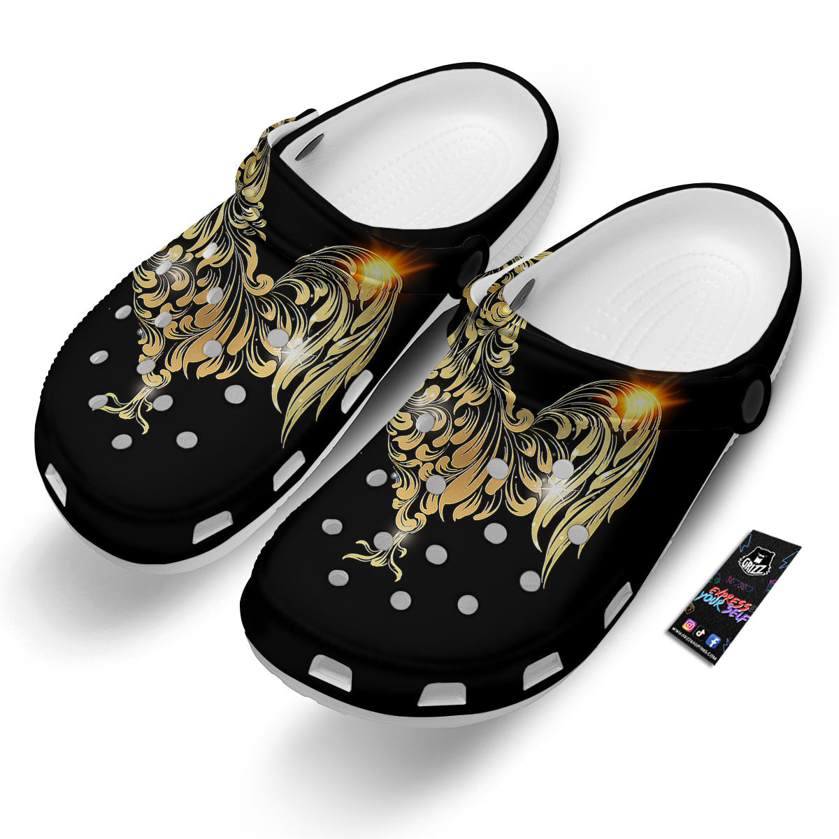 Rooster Golden Print Clog-grizzshop