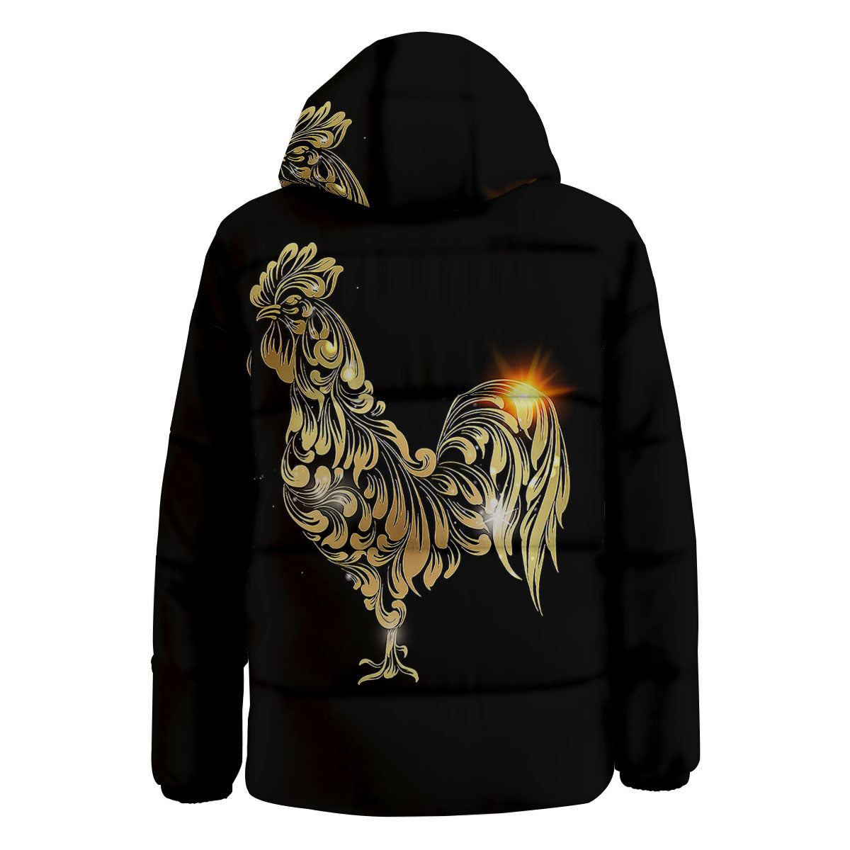Rooster Golden Print Down Jacket-grizzshop