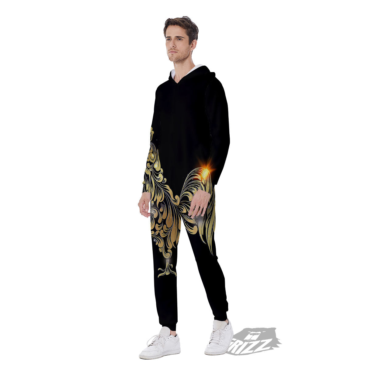 Rooster Golden Print Men's Jumpsuit-grizzshop