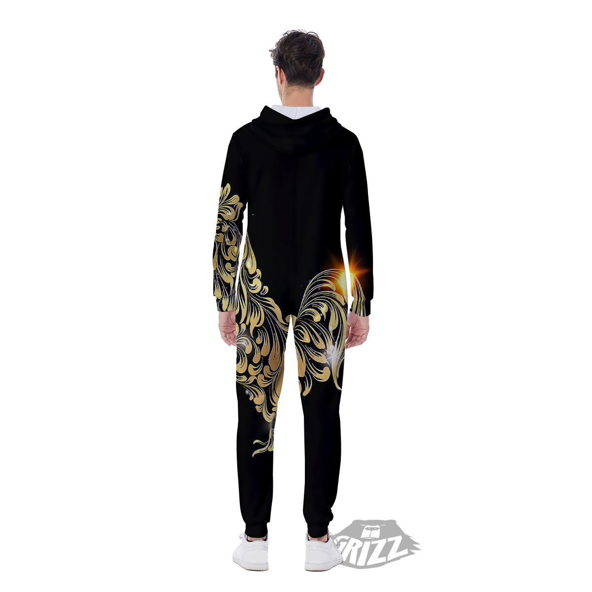 Rooster Golden Print Men's Jumpsuit-grizzshop