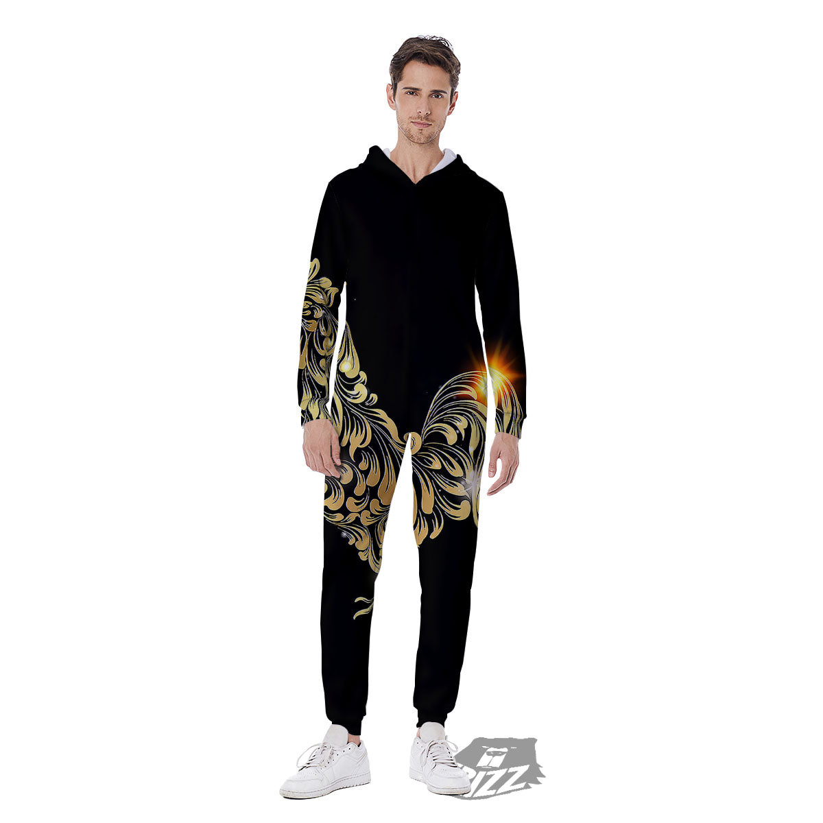 Rooster Golden Print Men's Jumpsuit-grizzshop