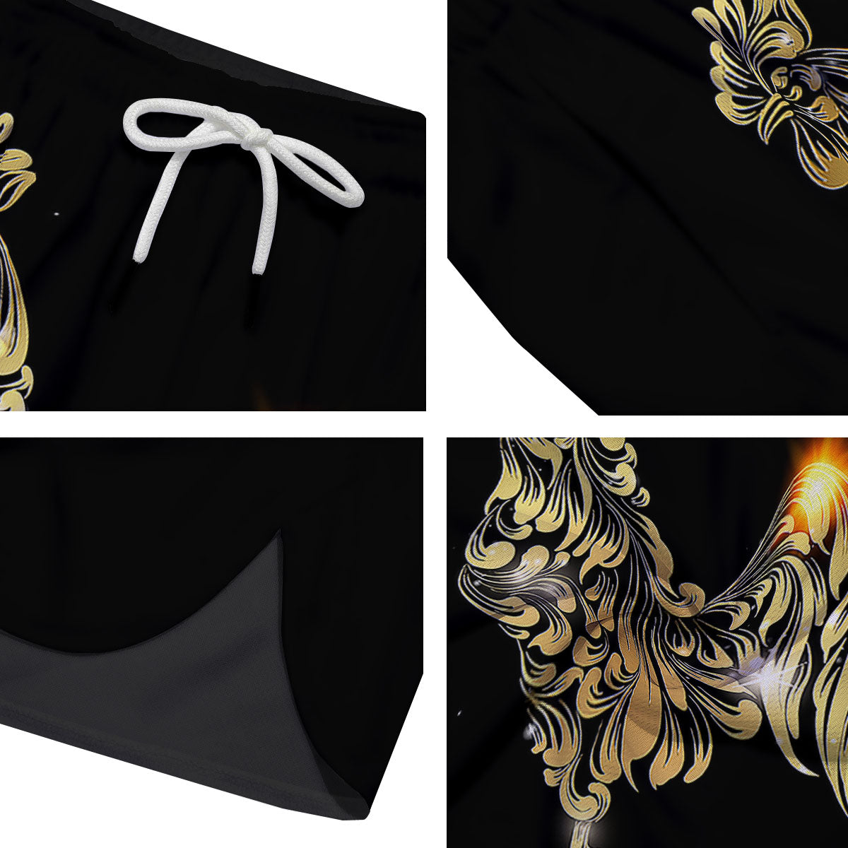 Rooster Golden Print Men's Running Shorts-grizzshop