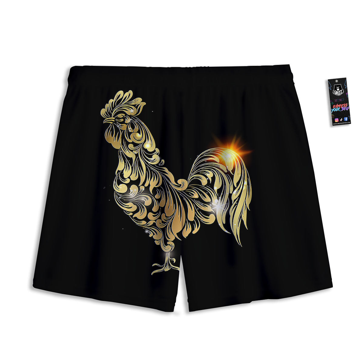Rooster Golden Print Mesh Shorts