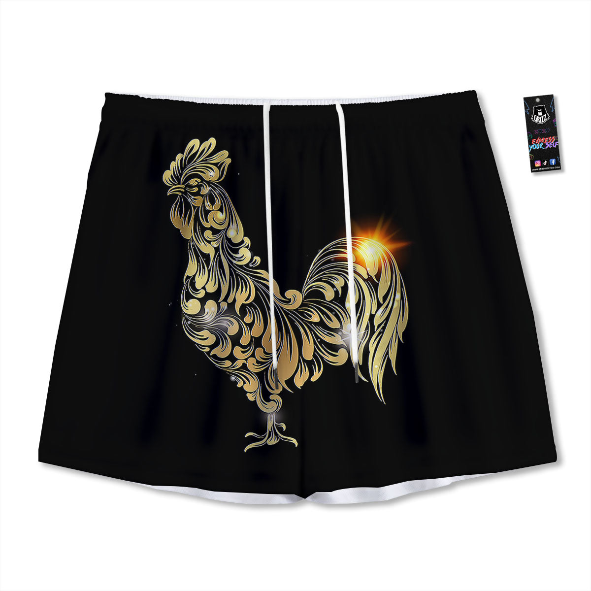 Rooster Golden Print Mesh Shorts