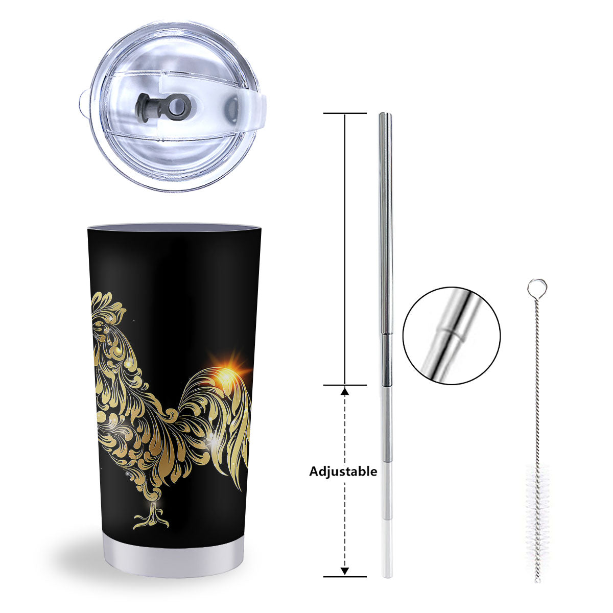 Rooster Golden Print Tumbler-grizzshop