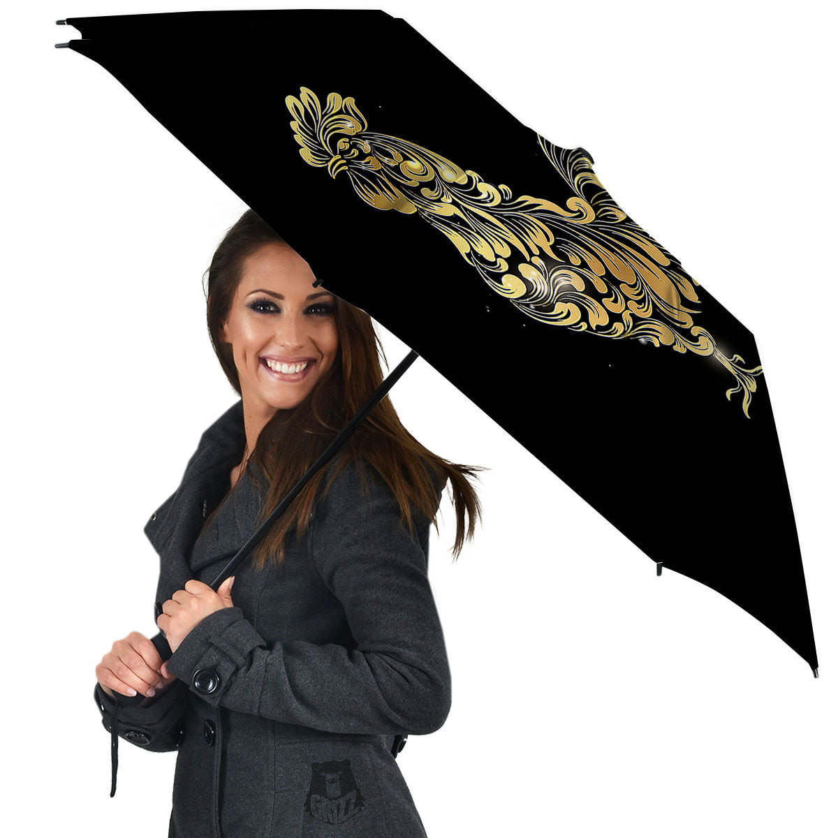 Rooster Golden Print Umbrella-grizzshop