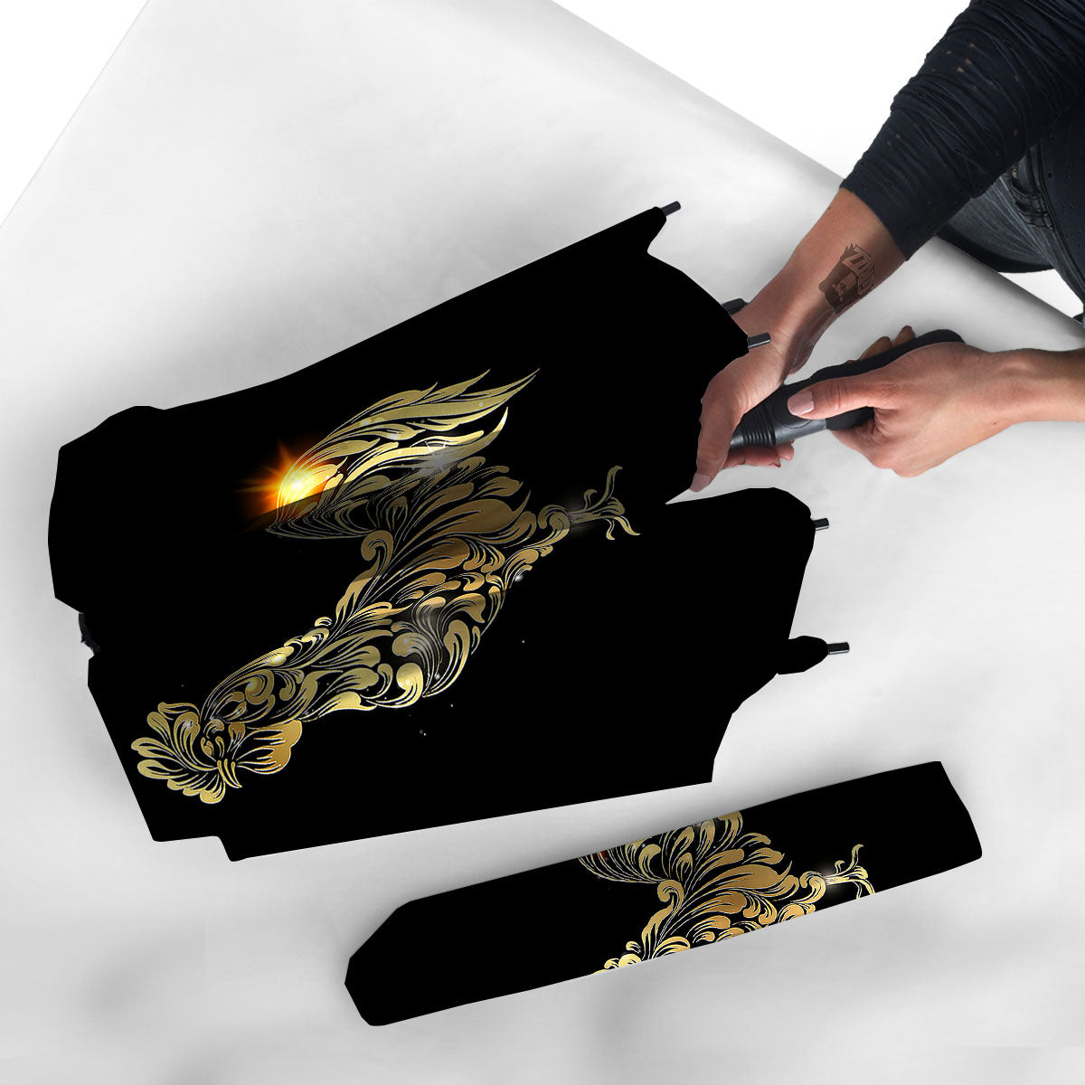 Rooster Golden Print Umbrella-grizzshop