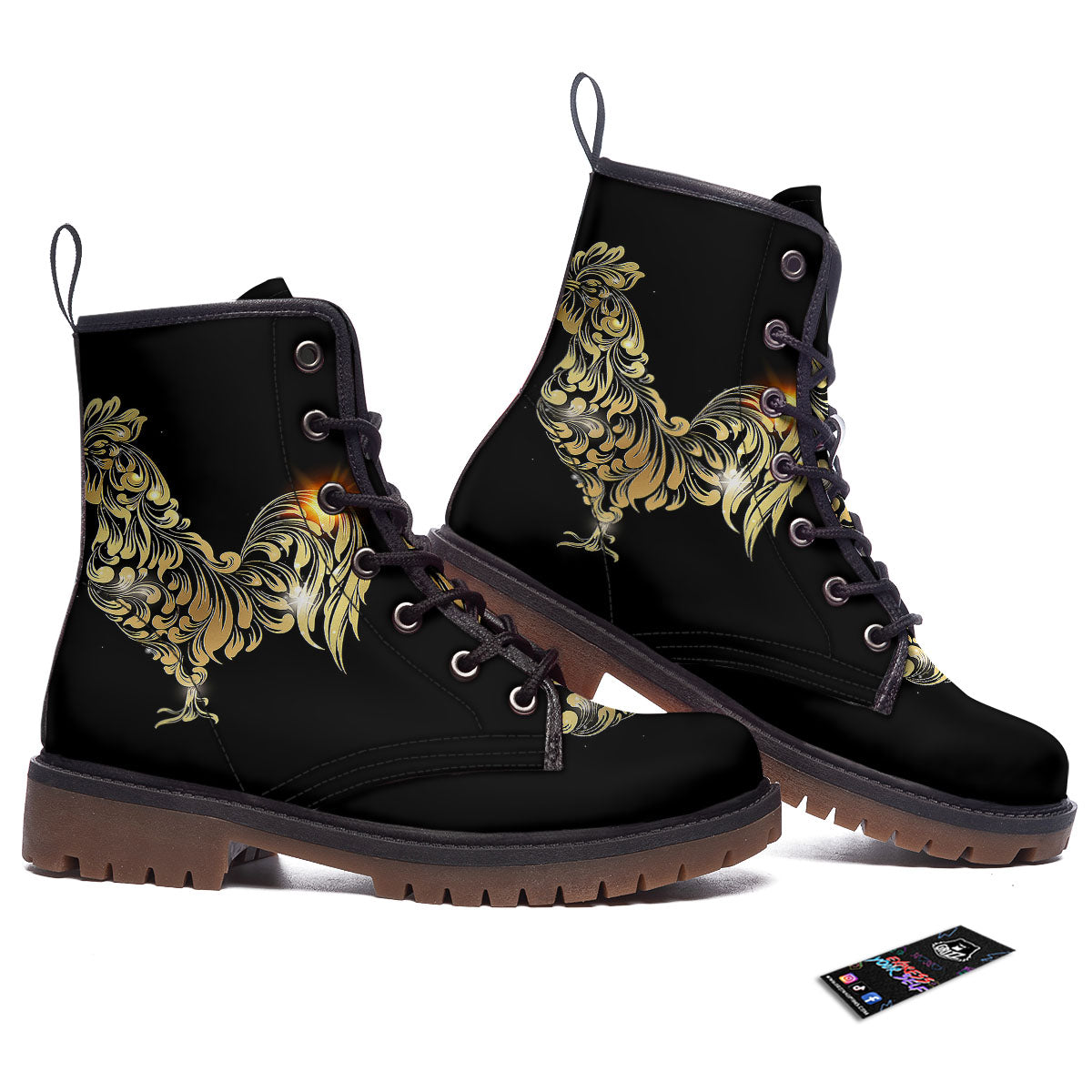 Rooster Golden Print Work Boots-grizzshop
