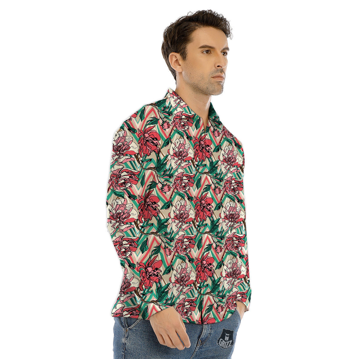Rooster Polka Dot Print Pattern Men's Dress Shirts-grizzshop