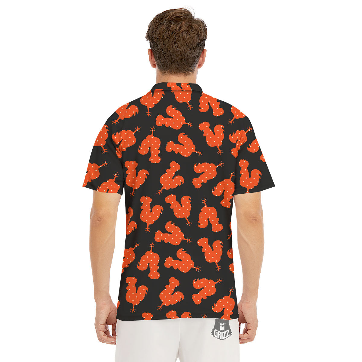 Rooster Polka Dot Print Pattern Men's Golf Shirts-grizzshop