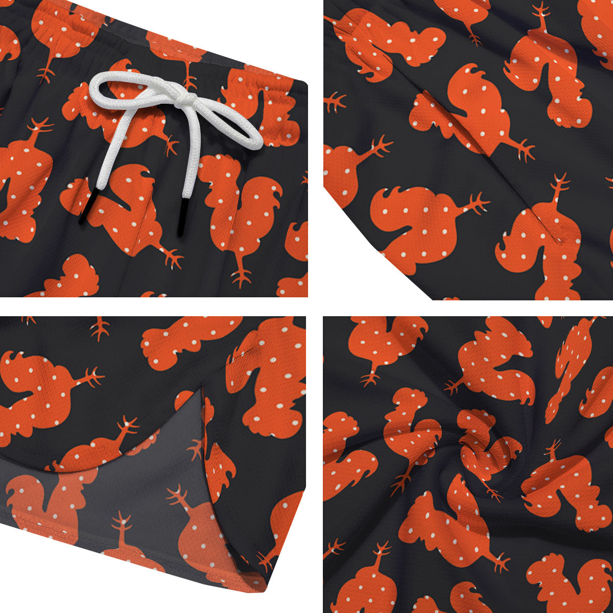 Rooster Polka Dot Print Pattern Men's Running Shorts-grizzshop