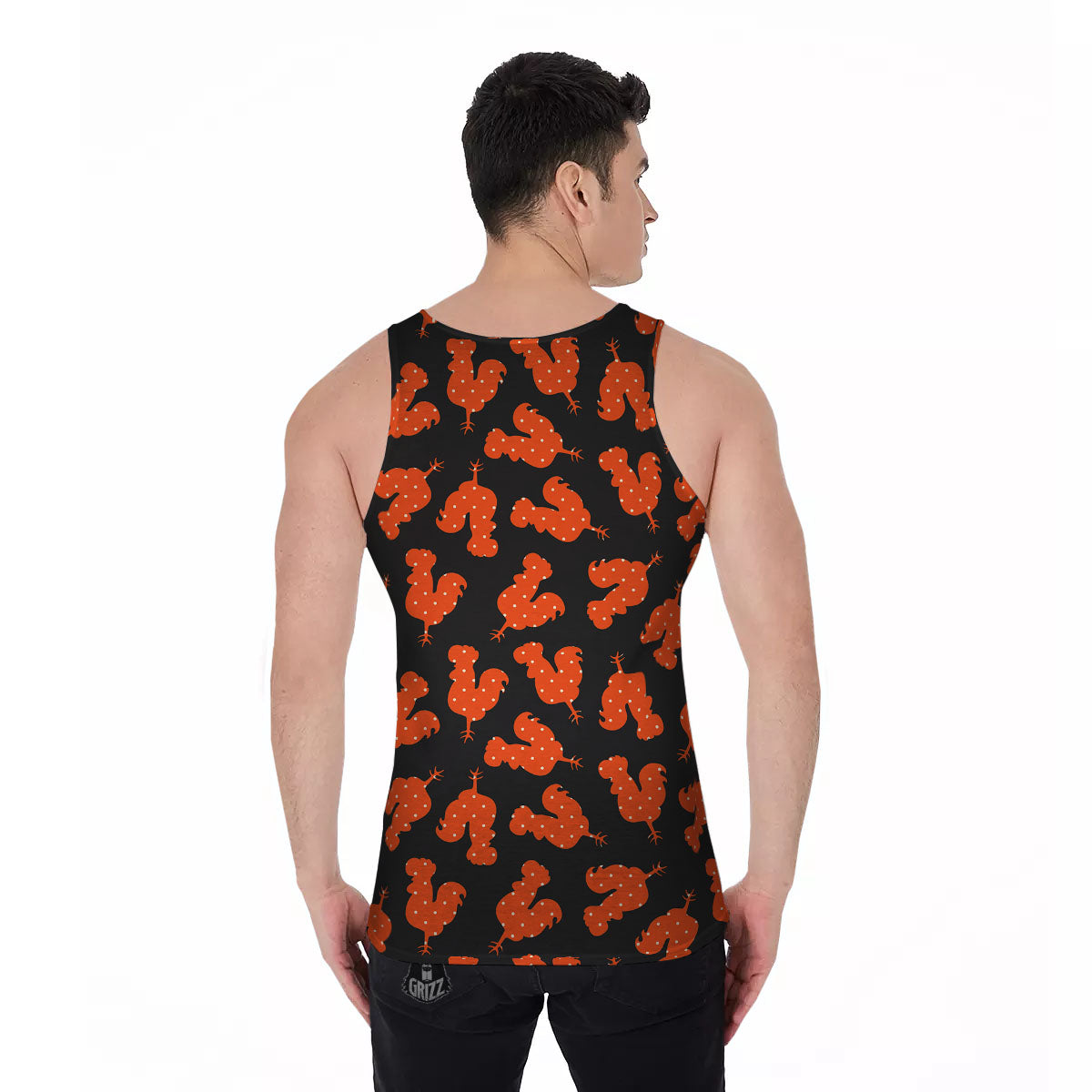 Rooster Polka Dot Print Pattern Men's Tank Top-grizzshop