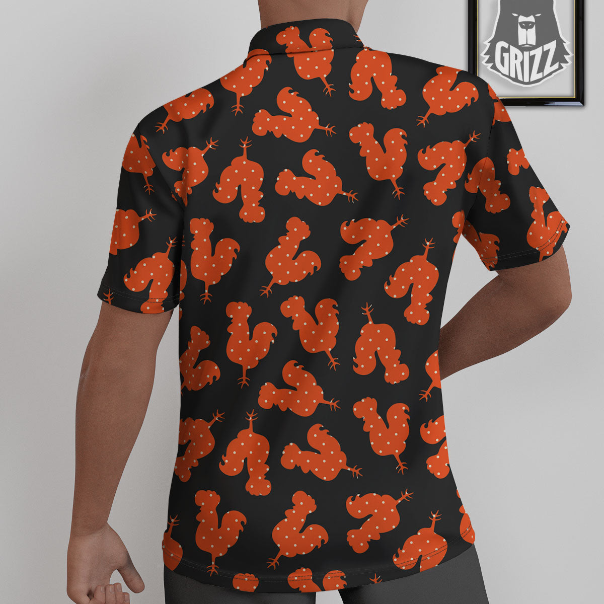 Rooster Polka Dot Print Pattern Untucked Shirts-grizzshop