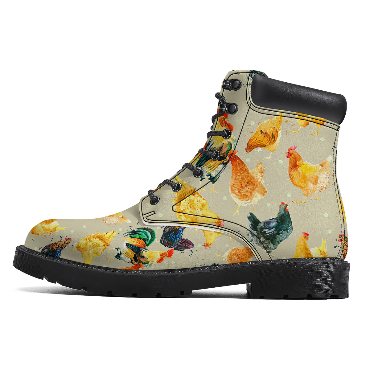 Rooster Watercolor Print Pattern Boots-grizzshop