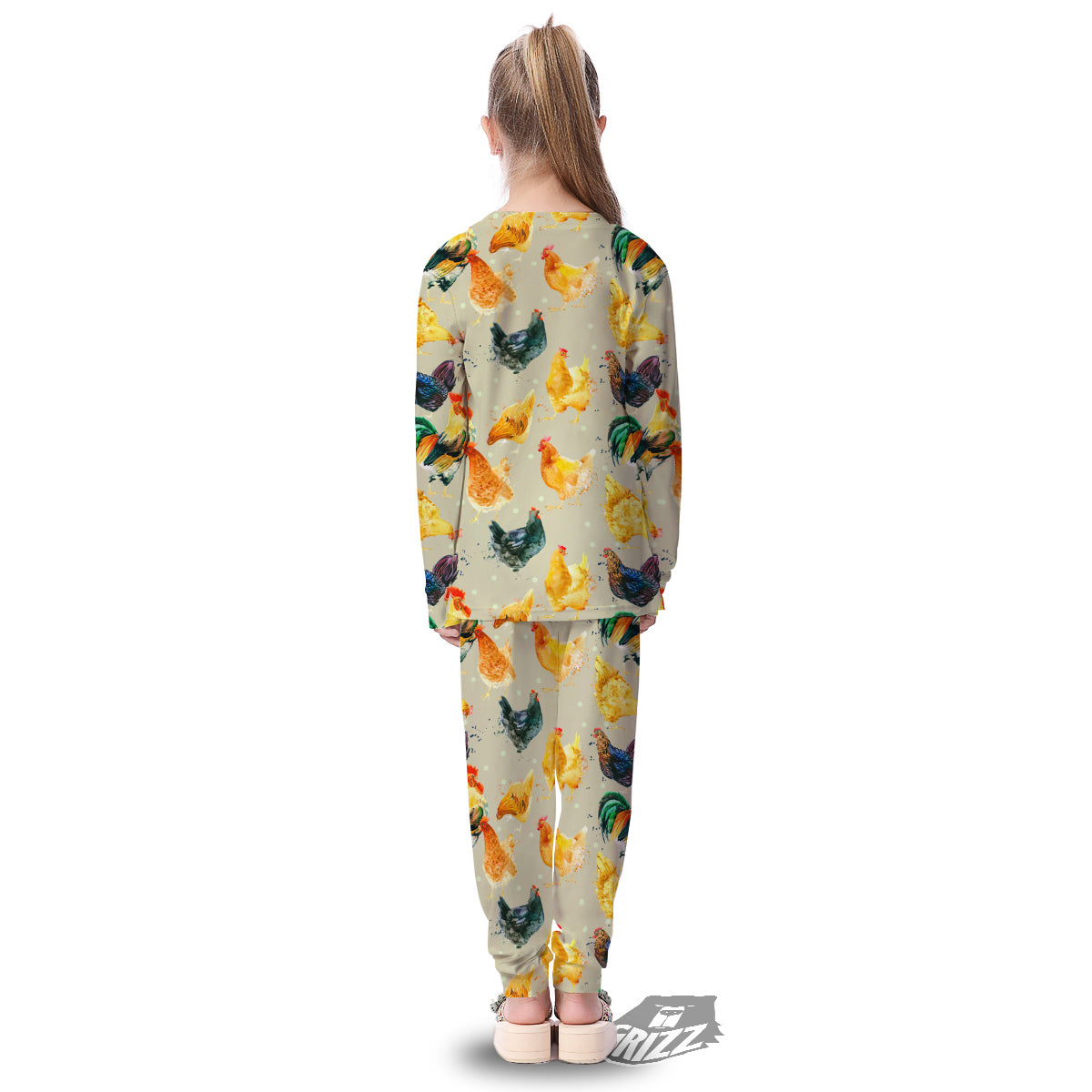 Rooster Watercolor Print Pattern Kid's Pajamas-grizzshop