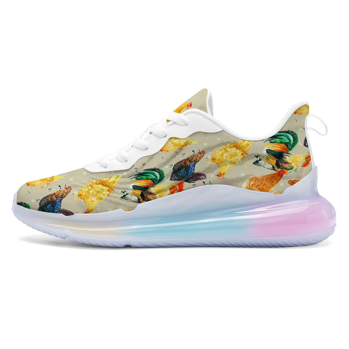 Rooster Watercolor Print Pattern Running Sneakers-grizzshop