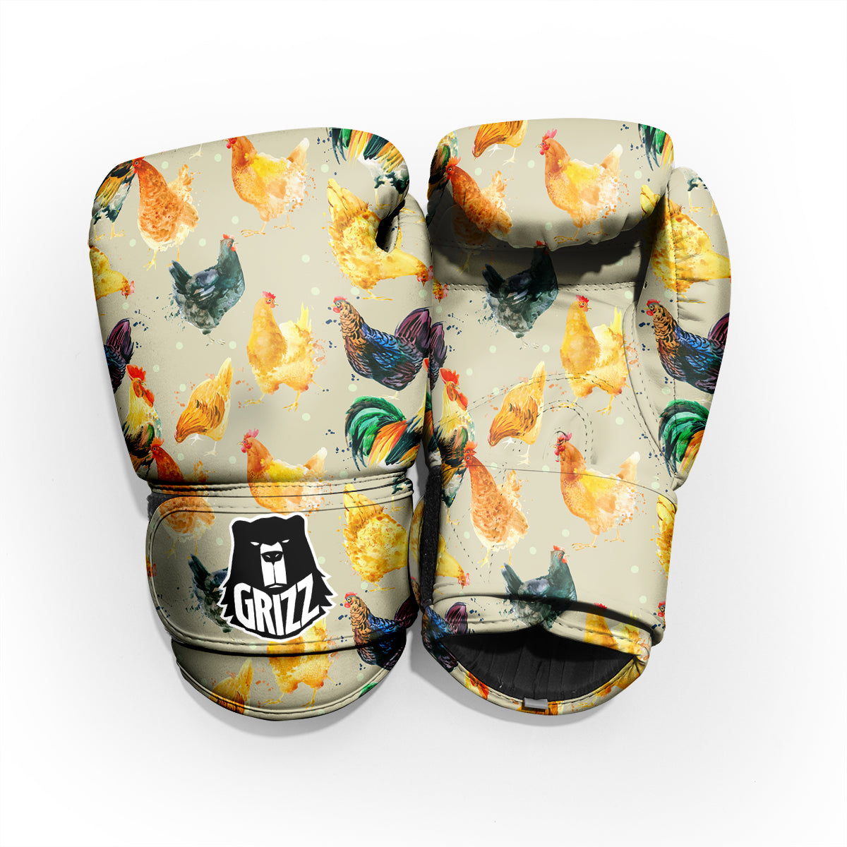 Rooster Watercolor Print Pattern Pro Boxing Glove