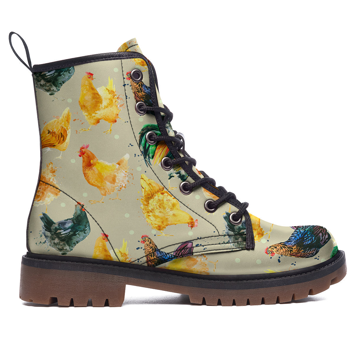 Rooster Watercolor Print Pattern Work Boots-grizzshop