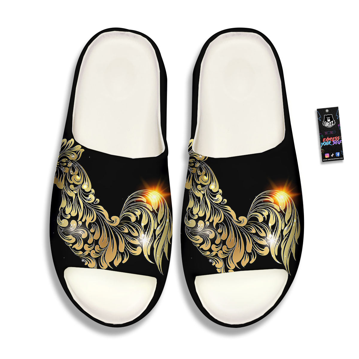 Rooster Golden Print Sandals-grizzshop