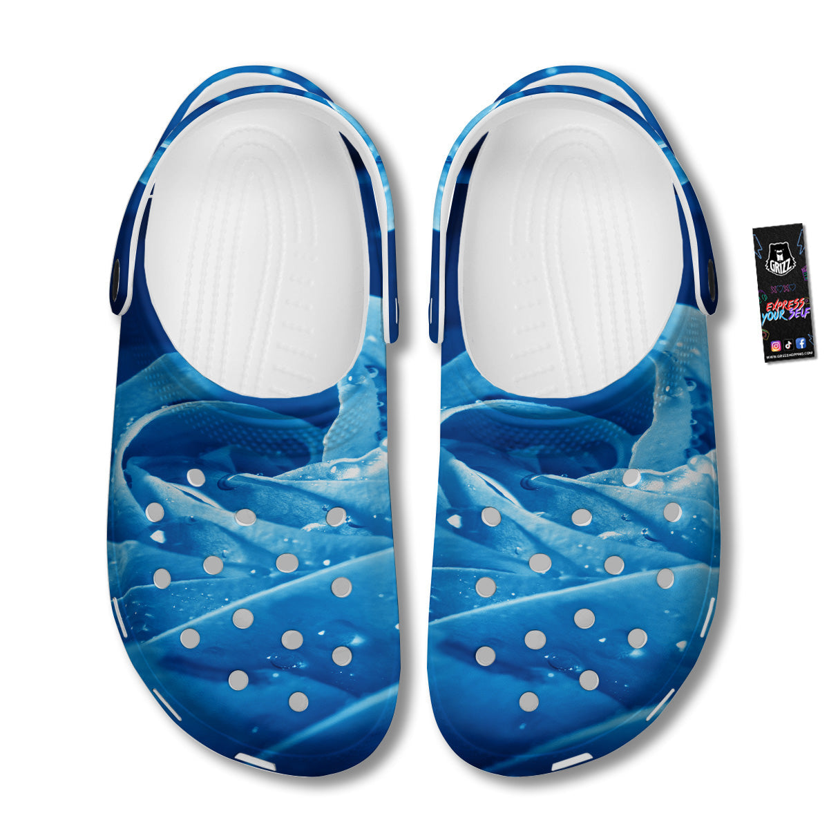Rose Blue Print Clog-grizzshop