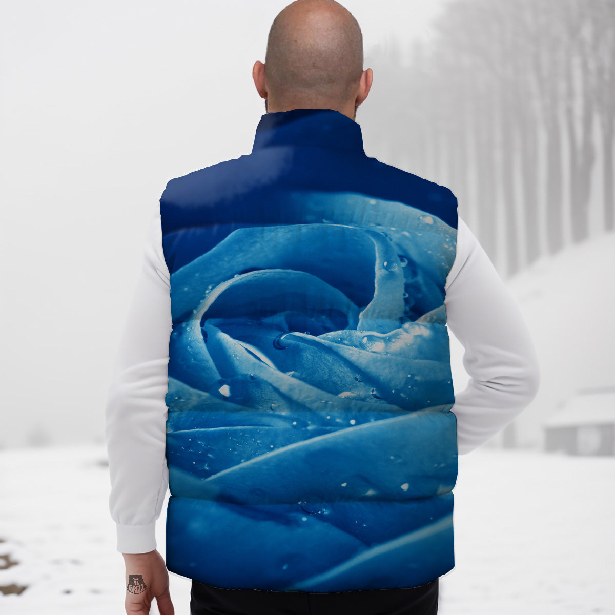 Rose Blue Print Down Vest-grizzshop