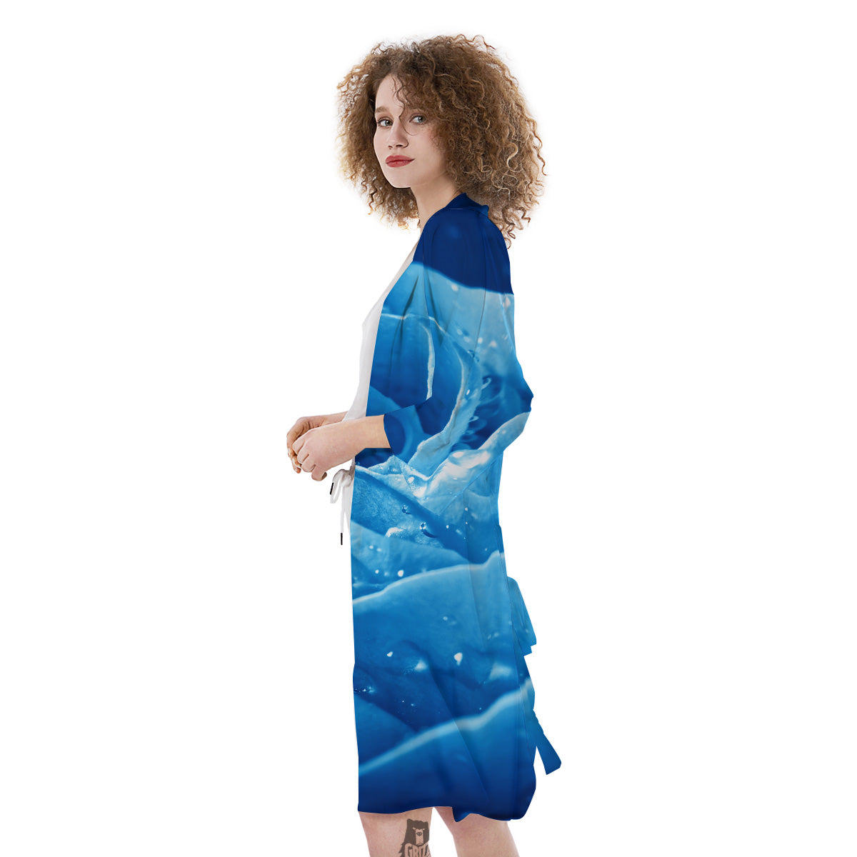 Rose Blue Print Kimono-grizzshop