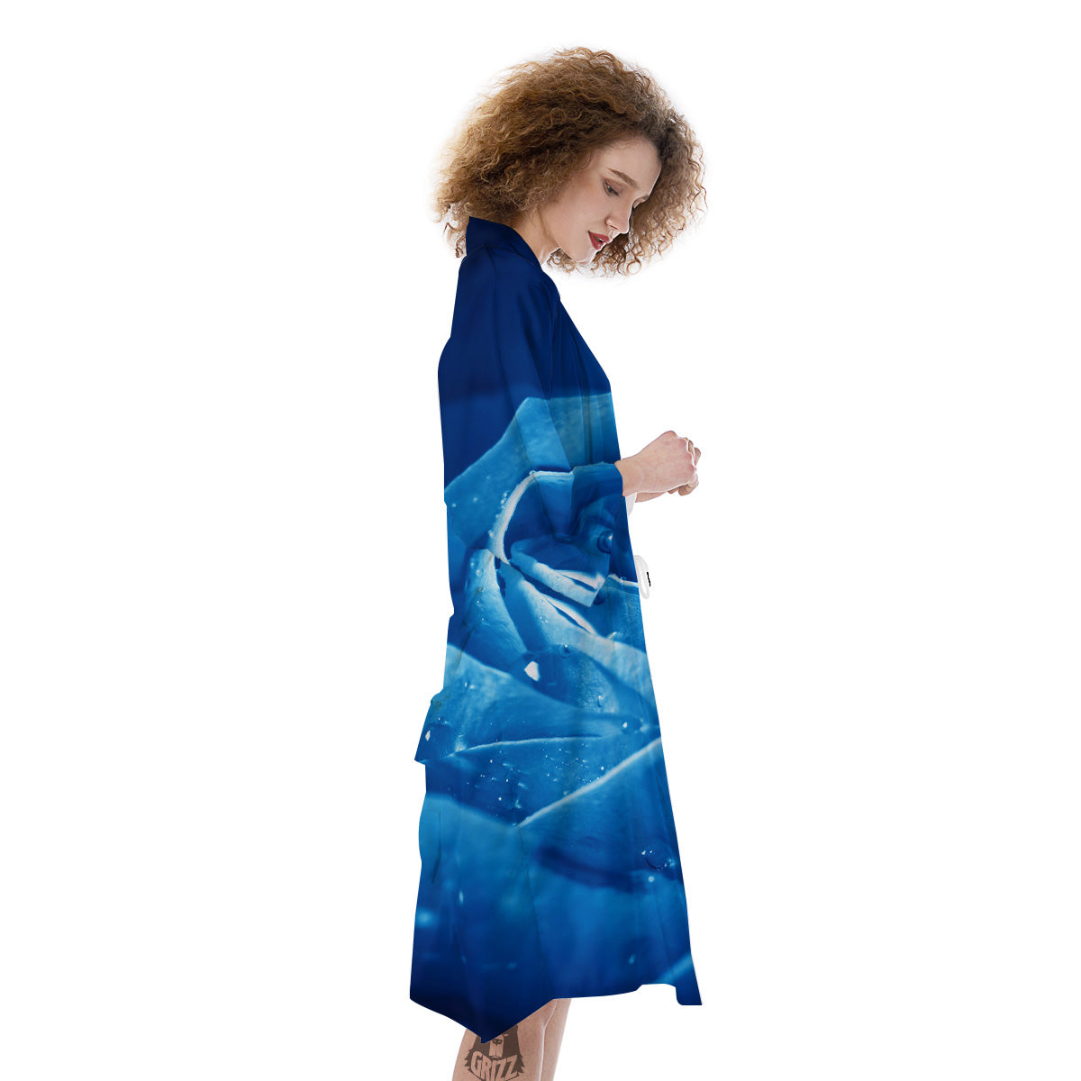 Rose Blue Print Kimono-grizzshop