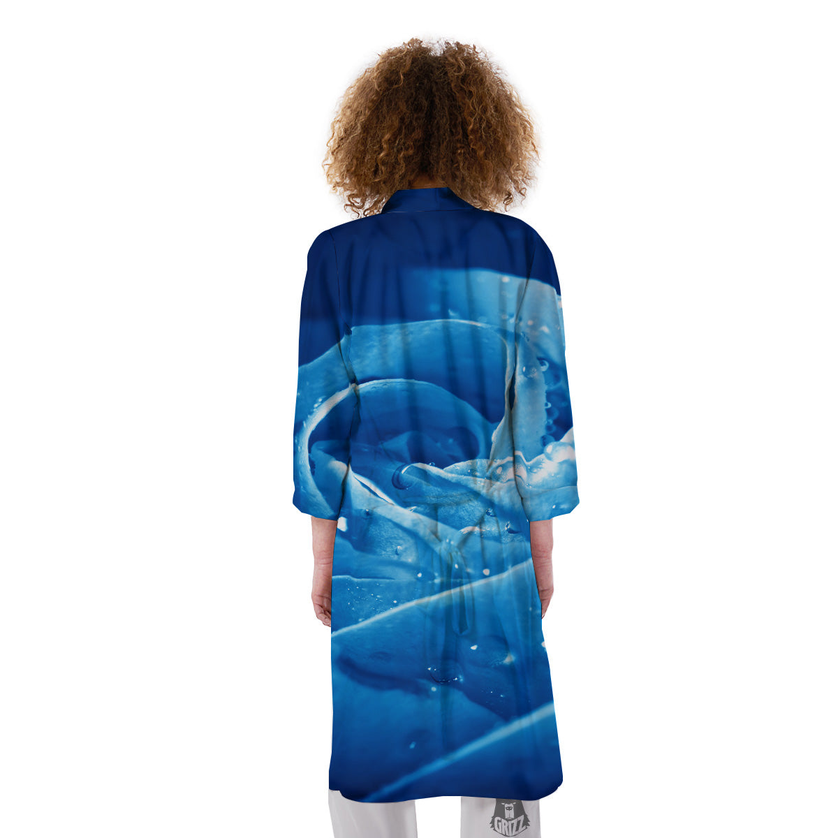 Rose Blue Print Kimono-grizzshop