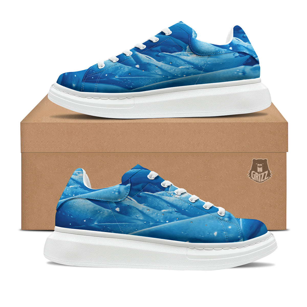 Rose Blue Print Platform Shoes-grizzshop