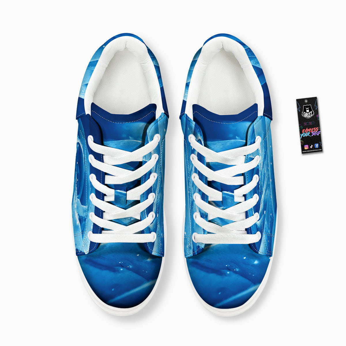 Rose Blue Print Platform Shoes-grizzshop