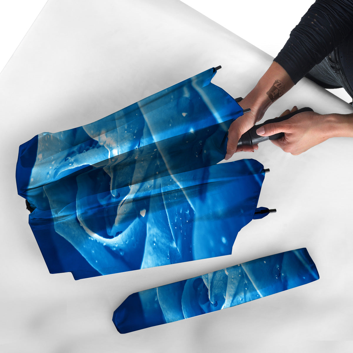 Rose Blue Print Umbrella-grizzshop