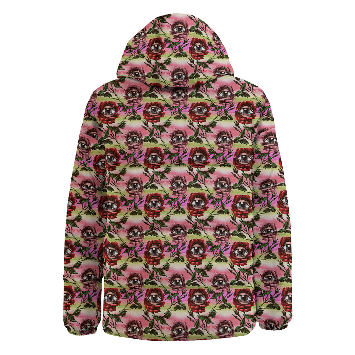 Rose Eyeball Print Pattern Down Jacket-grizzshop