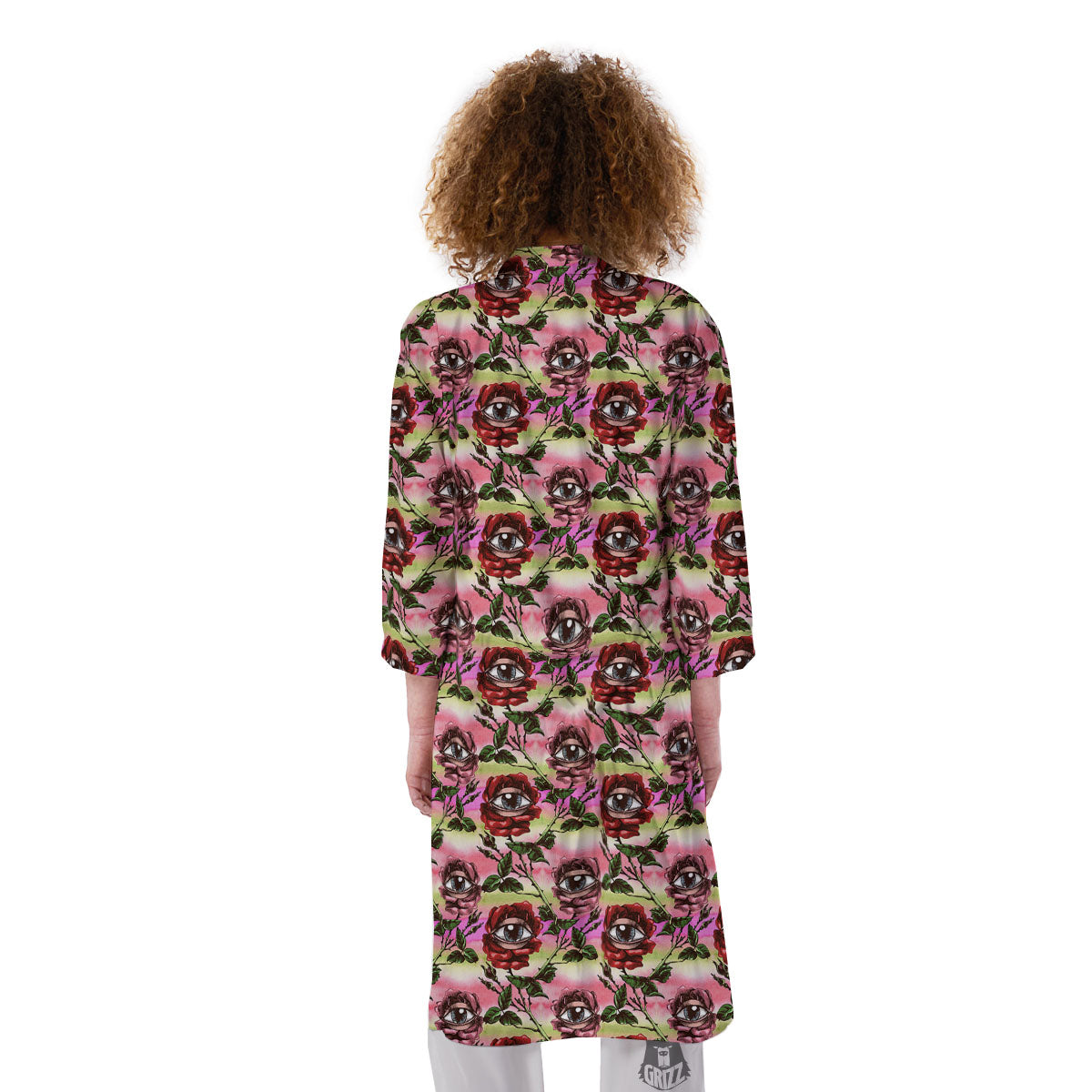 Rose Eyeball Print Pattern Kimono-grizzshop
