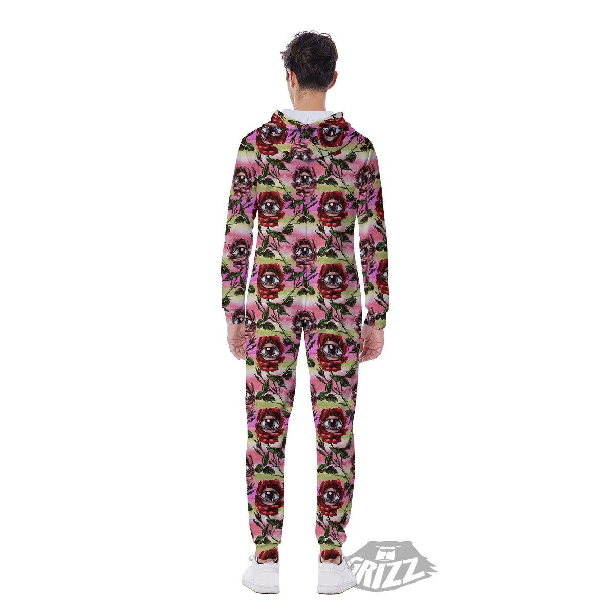 Rose Eyeball Print Pattern Men's Jumpsuit-grizzshop