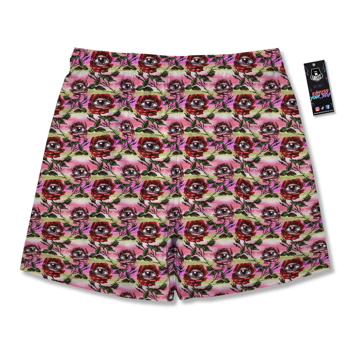 Rose Eyeball Print Pattern Men's Running Shorts-grizzshop