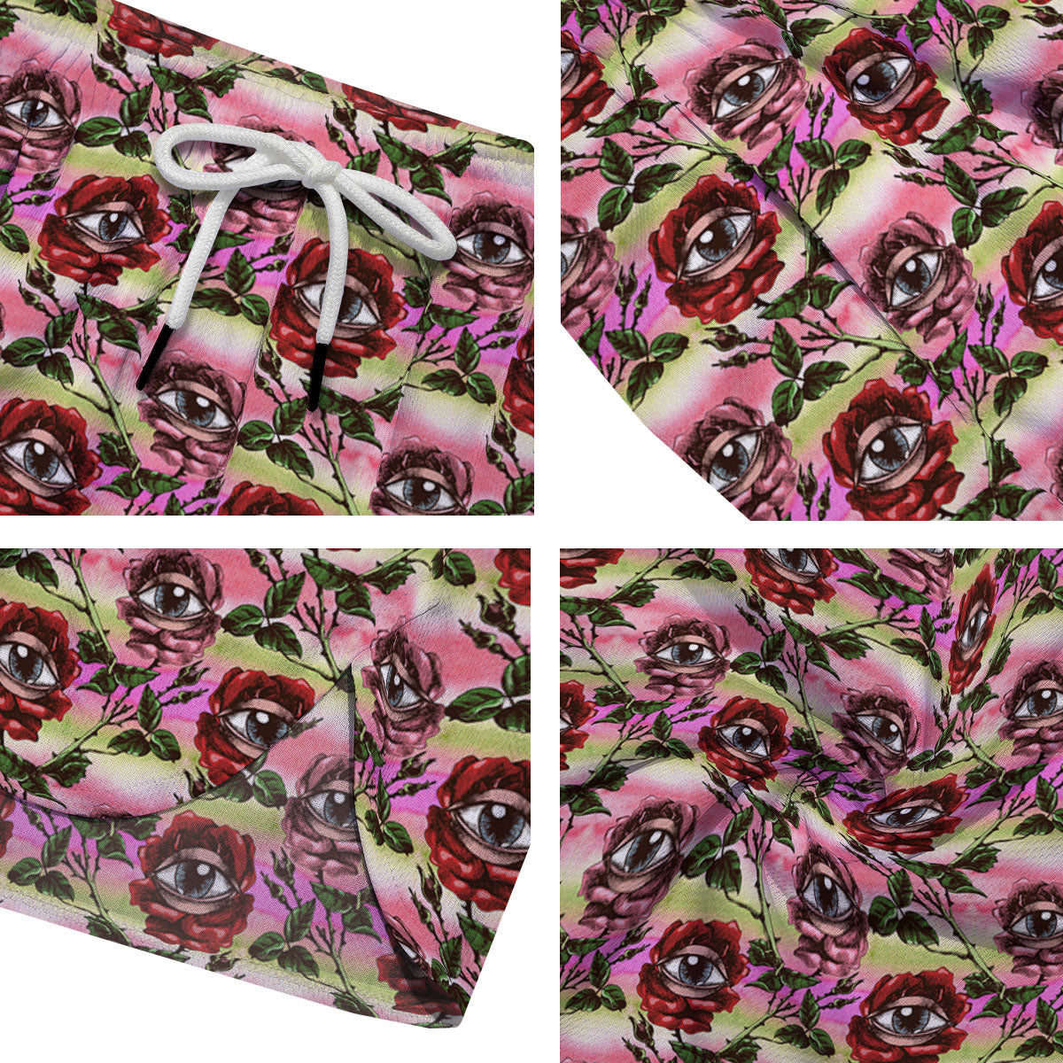 Rose Eyeball Print Pattern Men's Running Shorts-grizzshop