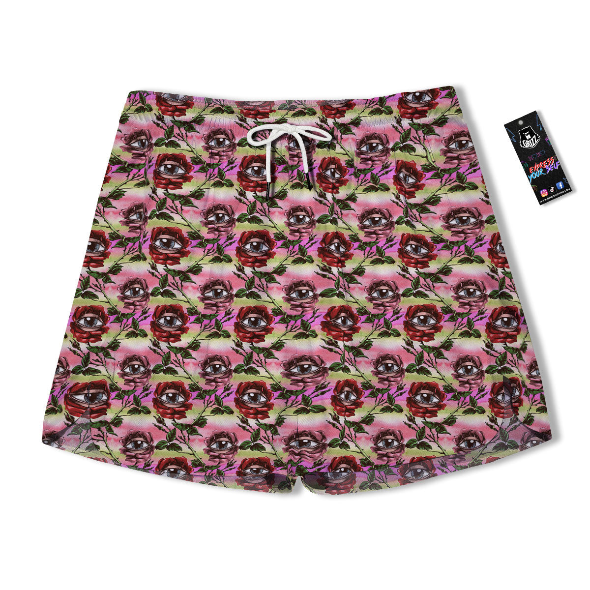Rose Eyeball Print Pattern Men's Running Shorts-grizzshop