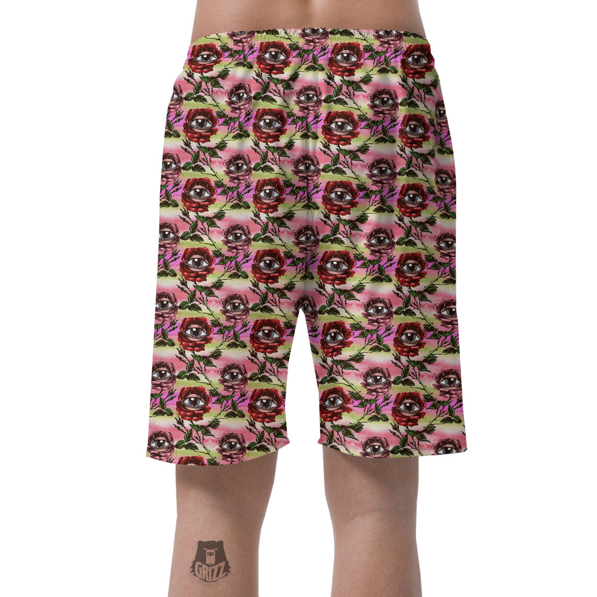 Rose Eyeball Print Pattern Men's Shorts-grizzshop