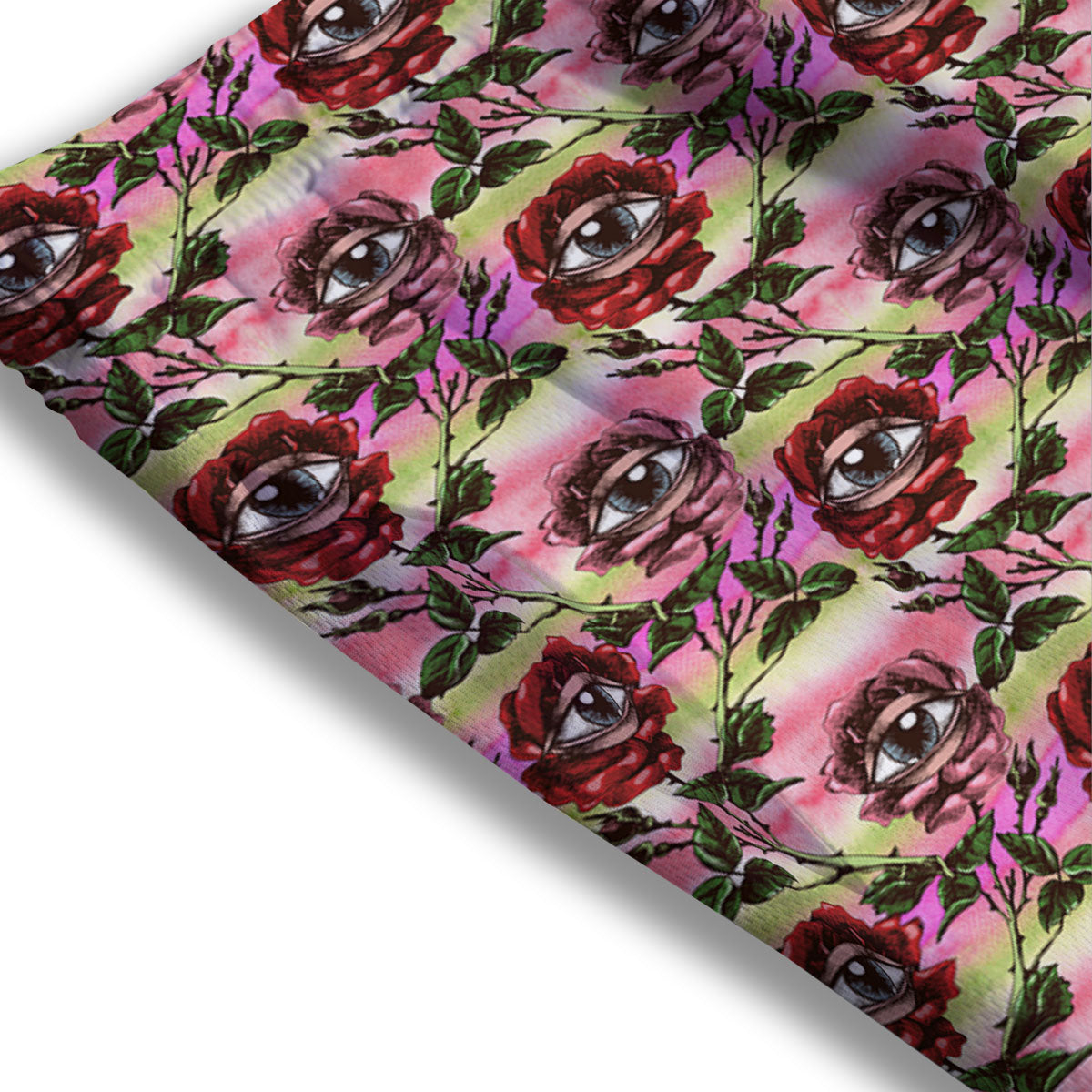 Rose Eyeball Print Pattern Mesh Shorts-grizzshop