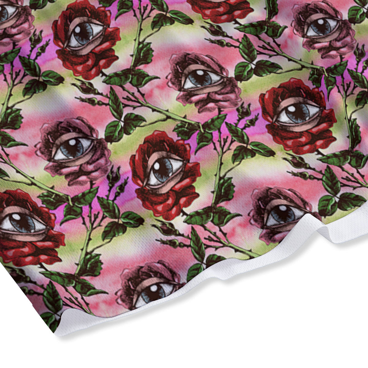 Rose Eyeball Print Pattern Mesh Shorts-grizzshop
