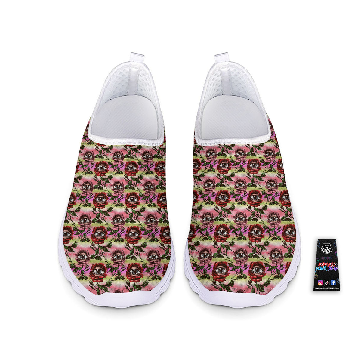 Rose Eyeball Print Pattern Nurse Shoes-grizzshop