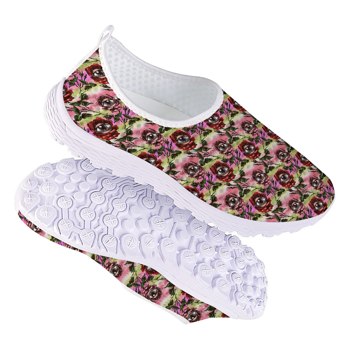 Rose Eyeball Print Pattern Nurse Shoes-grizzshop