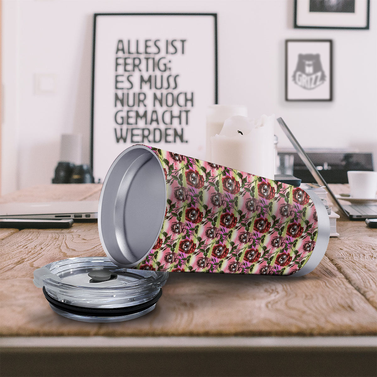Rose Eyeball Print Pattern Tumbler-grizzshop