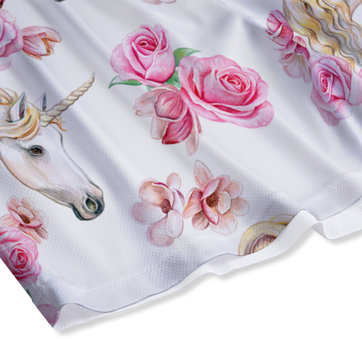 Rose Fairy White Unicorn Print Pattern Mesh Shorts