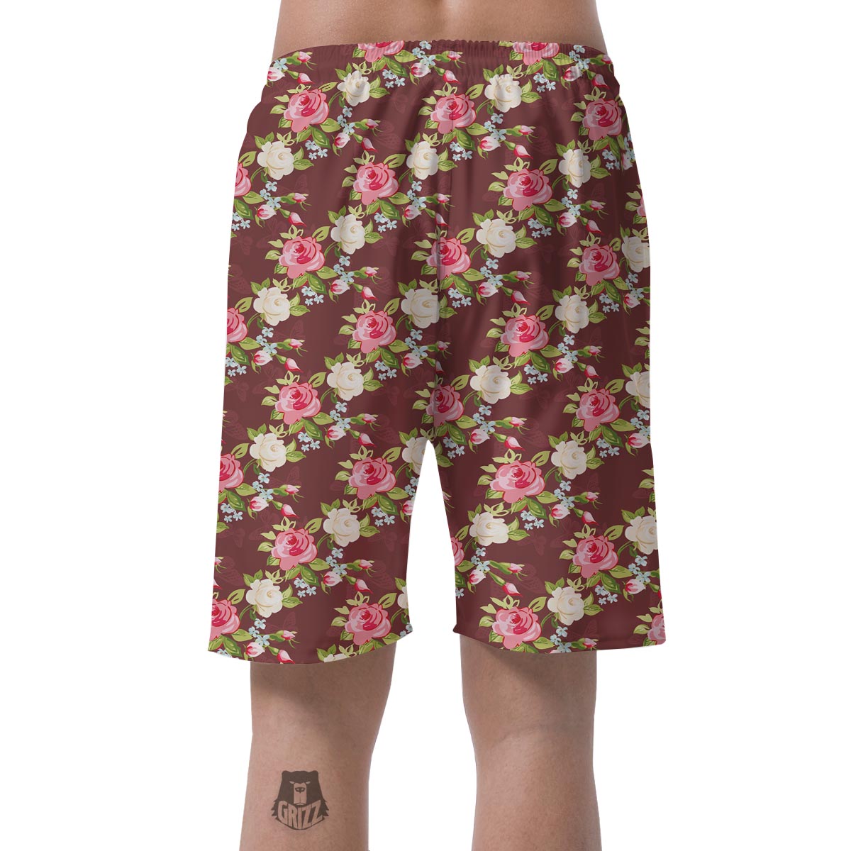 Rose Floral Print Men's Shorts-grizzshop