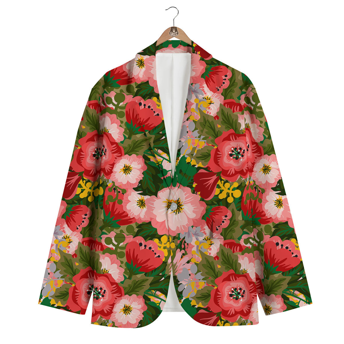 Rose Floral Red And Pink Print Pattern Men's Blazer-grizzshop