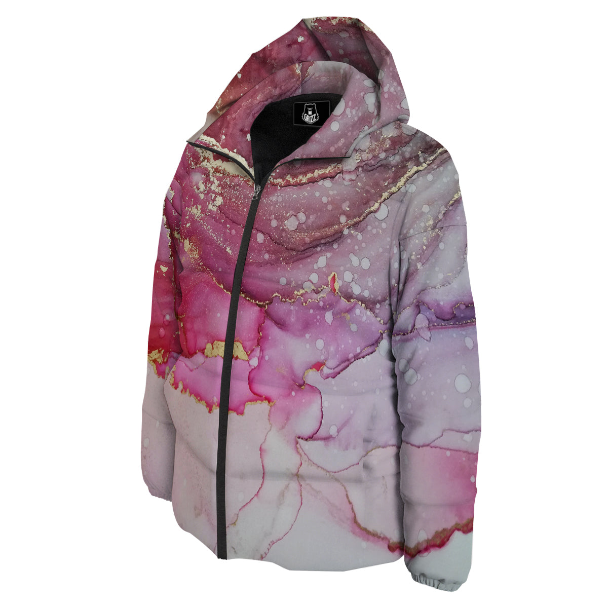 Rose Gold Marble Print Down Jacket-grizzshop