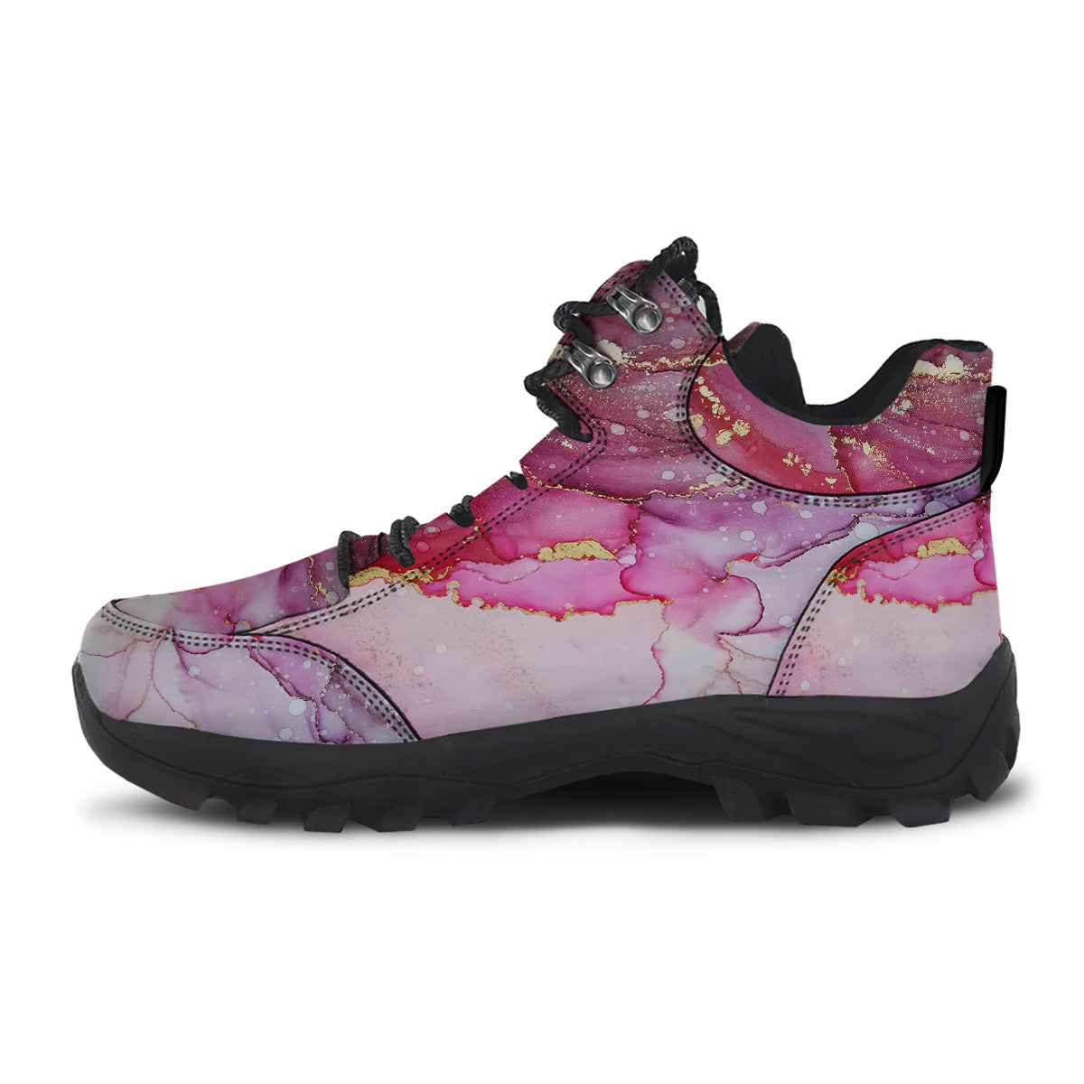 Rose Gold Marble Print Hiking Shoes-grizzshop